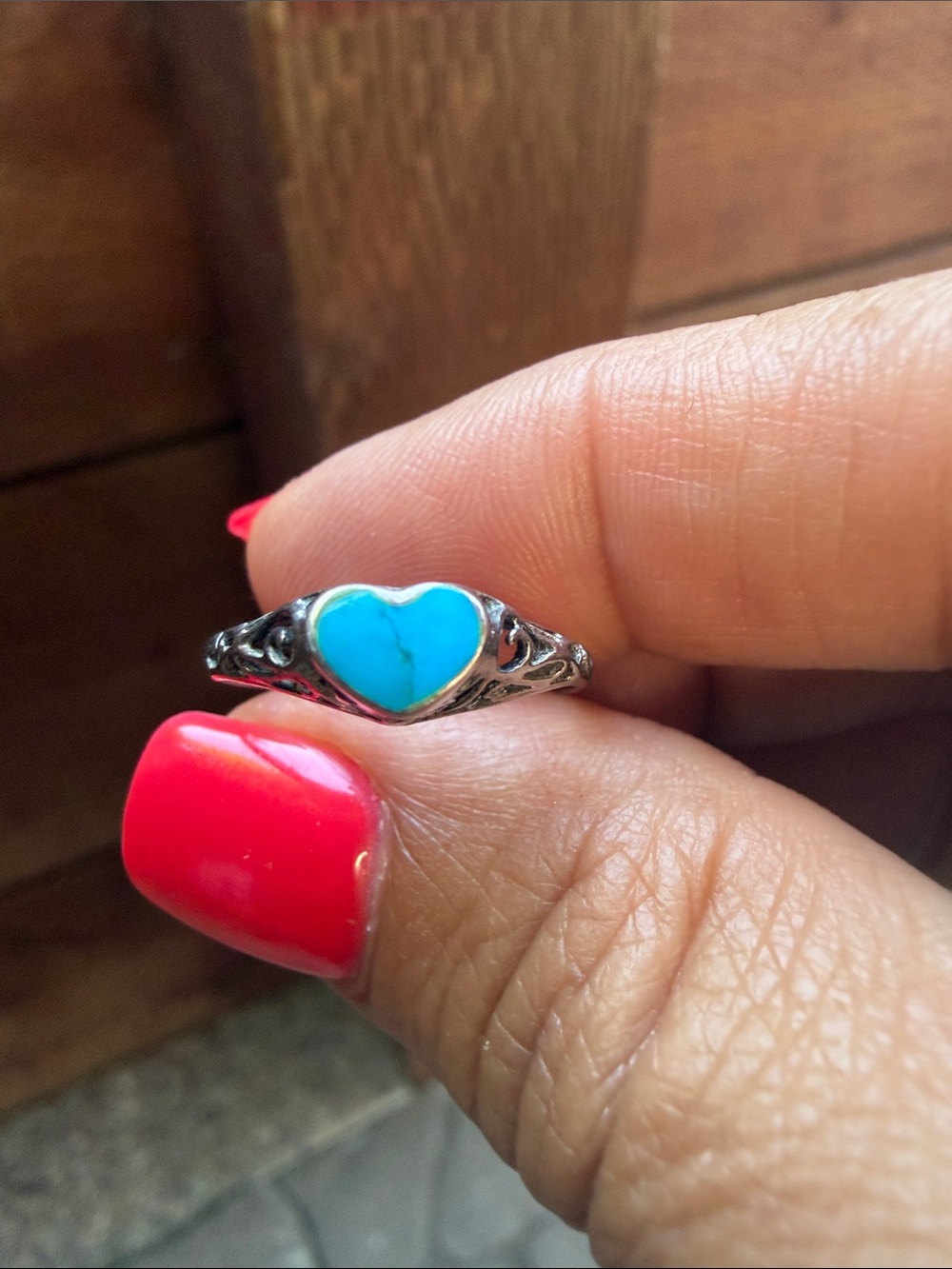 Heart Turquoise Sterling Silver Ring - Turquoise Heart Gemstone